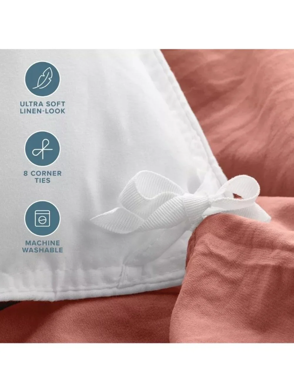 Bare Home Oversized King Dusty Rose 3 Piece Duvet Cover Set w/ Pillow Shams OOS